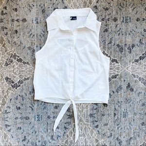 UO white button down tie top